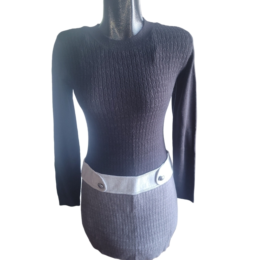 IZ Byer Black and Grey Knit Sweater Dress M